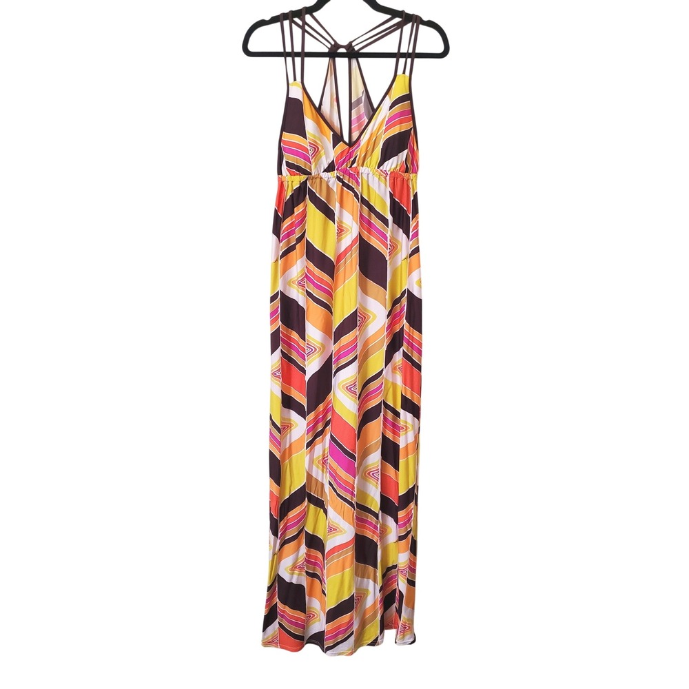 Trina Turk Womens Retro Print Maxi Dress Strappy Racerback Resort Wear L - Picture 11 of 11